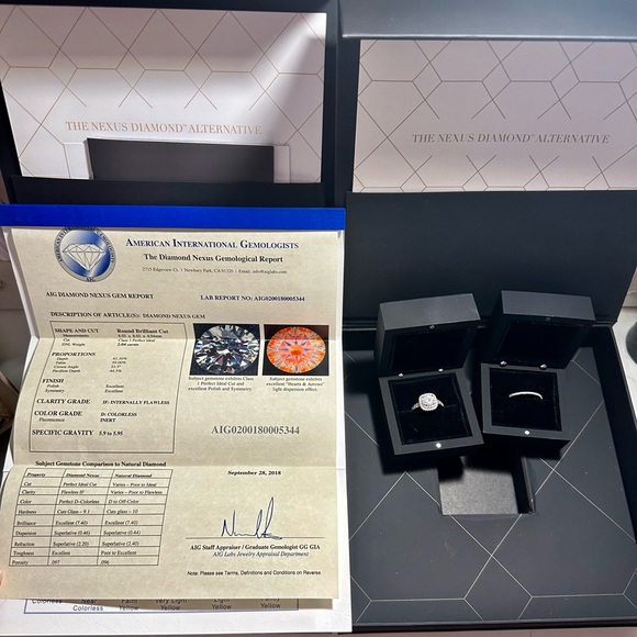 2.4 CT Center Diamond 14k White Gold Engagement Ring and Wedding Band Set - Picture 5 of 14